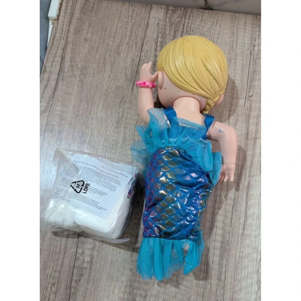 Baby Alive Shimmer n Splash Mermaid Doll Blonde Hair Blue Eyes with Diapers 12in